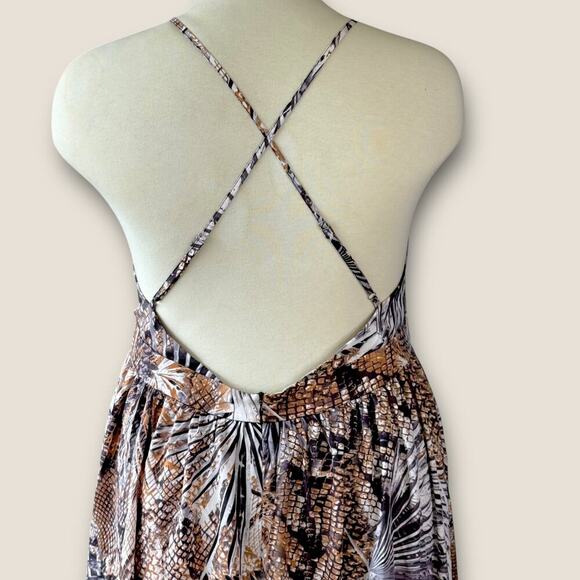 Sweet Generis Strappy Plunging Open Back Maxi Swing Dress Size 3X Bohemian Print - Picture 10 of 14